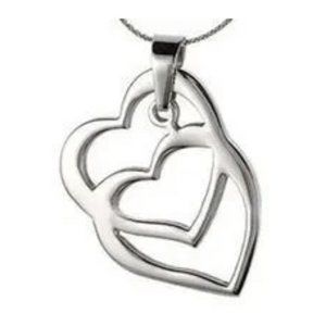 Double Overlapping Hearts Pendant Necklace Gift For Women (Chain included)